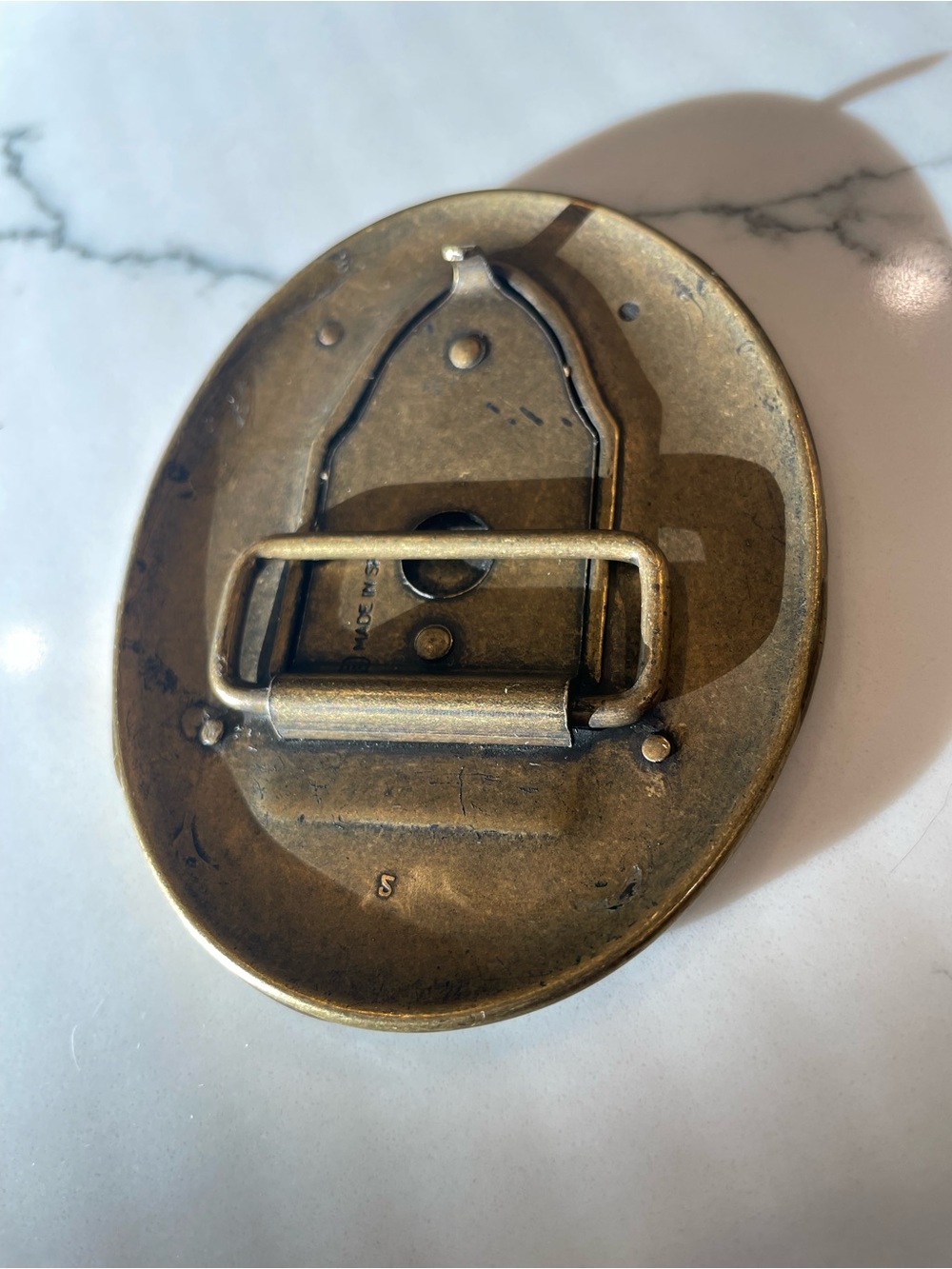 Our Lady of Guadalupe Oval Belt Buckle, Made in Spain - Picture 3 of 5